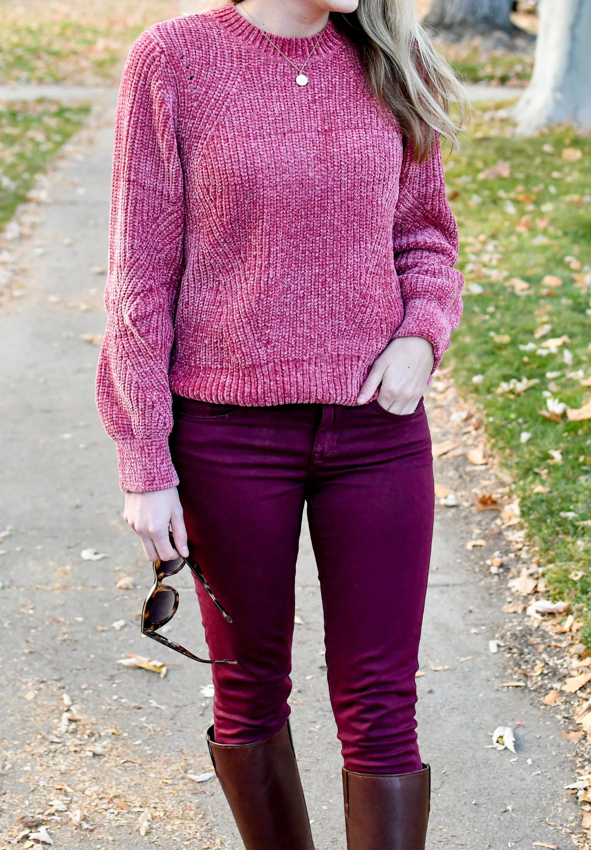 Plum hotsell chenille sweater